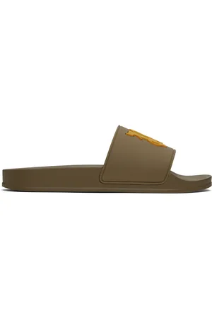 Palm Angels Khaki Monogram Pool Slides