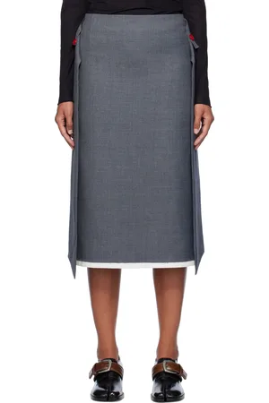 AO Yes Gray Low Waist Knot Straight Midi Skirt