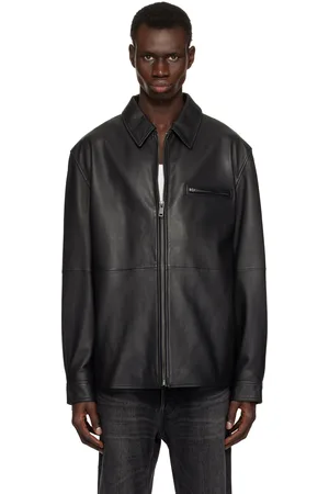 HUGO BOSS Black Paneled Leather Jacket