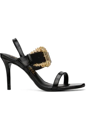 VERSACE Black Baroque Emily Slingback Heeled Sandals
