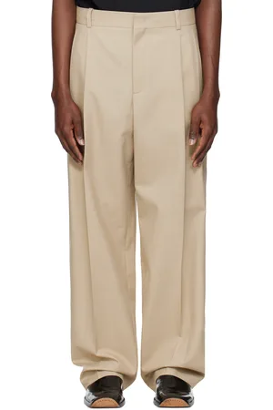 Recto Beige Double Pleated Wide Trousers