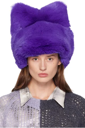 Acne Studios Purple Fluffy Bow Beanie