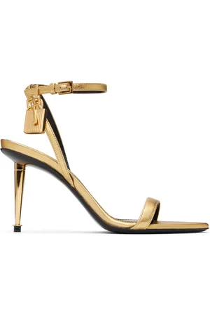 Tom Ford Gold Padlock Pointy Naked Heeled Sandals