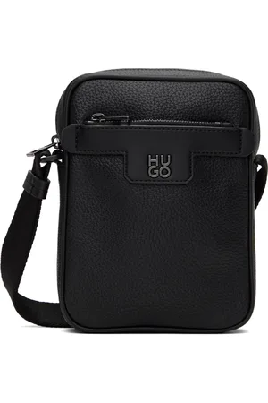 HUGO BOSS Black Grained Faux-Leather Reporter Bag