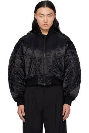 MUGLER Black Satiny Bomber Jacket