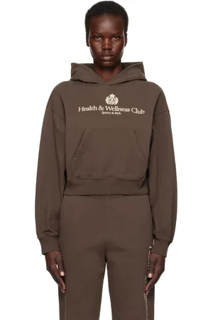 Sporty & Rich Brown H&W Crest Cropped Hoodie