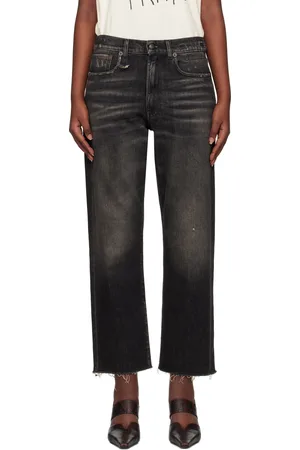 R13 Black Straight-Leg Boyfriend Jeans