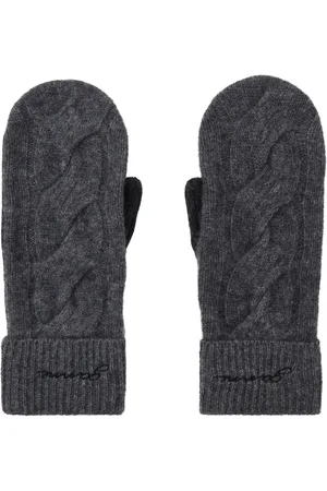 Ganni Gray & Black Cashmere Mix Mittens