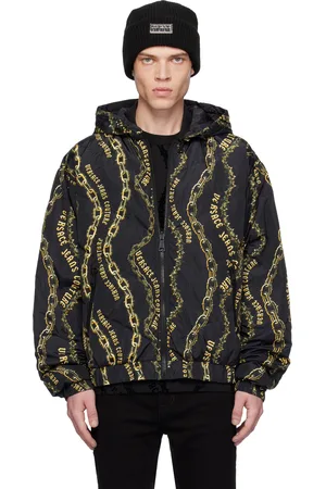 VERSACE Black Chain Couture Reversible Puffer Jacket