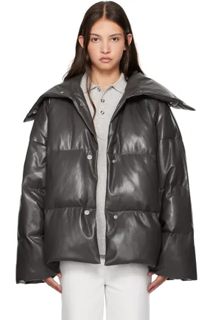 Nanushka Khaki Alora Down Vegan Leather Jacket