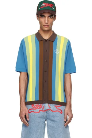 ICECREAM & Brown Jacquard Knit Short Sleeve Polo