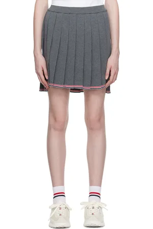 Thom Browne Gray Pleated Mini Skirt