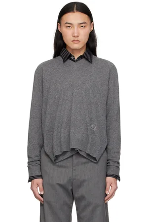Commission Gray Double Front V-Neck Sweater