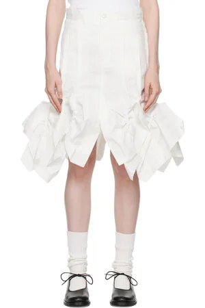 Comme des Garçons White Floral Midi Skirt