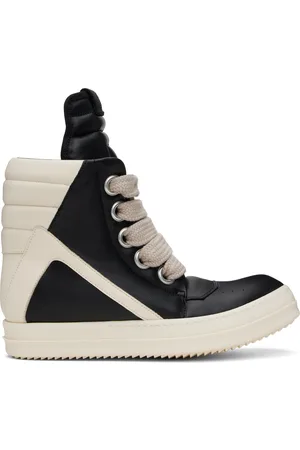 Rick Owens Black & Off-White Hollywood Jumbolace Geobasket Sneakers