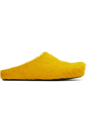 Marni Yellow Long Hair Calfskin Fussbett Slip-on Loafers