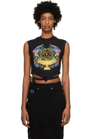 VERSACE Black Graphic Tank Top