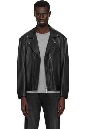 HUGO BOSS Black Zip Pocket Leather Biker Jacket
