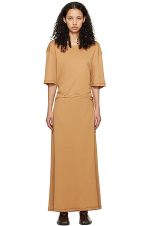 LEMAIRE Orange Belted Midi Dress