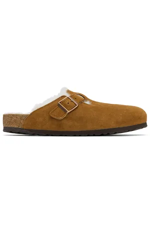 Birkenstock Tan Regular Boston Shearling Slip-on Loafers