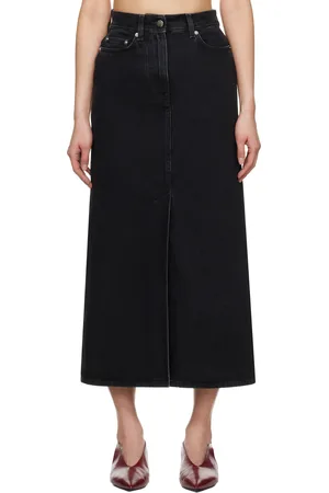 Loulou de Saison Black Rona Denim Maxi Skirt