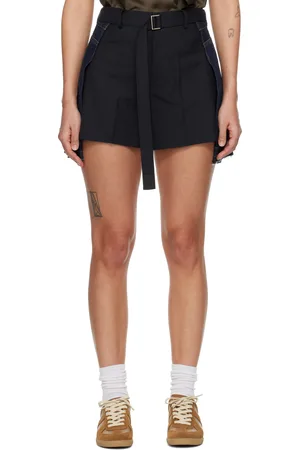 SACAI Navy & Blue Paneled Denim Shorts