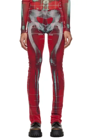 Jean Paul Gaultier SSENSE Exclusive Red & Blue Printed Squeletor Trousers
