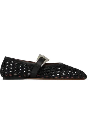 PARIS TEXAS Black Sveva Buckle Ballerina Flats