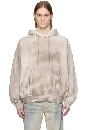 Feng Chen Wang Gray Sandwashed Ripped Hoodie