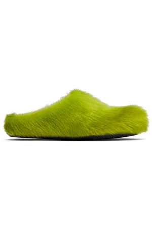 Marni Green Long Hair Calfskin Fussbett Slip-on Loafers