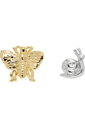Chopova Lowena Silver & Gold Moth Best Bugs Stud Earrings
