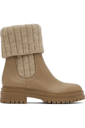 Gianvito Rossi Beige & Tan Chalet Knit Ankle Boots