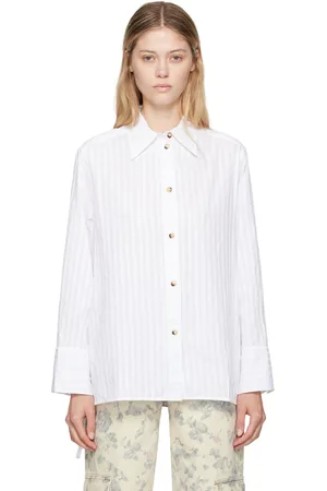 Ganni White Striped Oversized Shirt