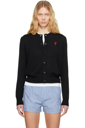Ami Black Wool Ami de Coeur Cardigan