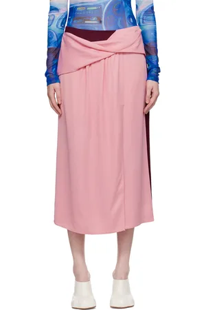 J.W.Anderson Pink & Burgundy Twisted Midi Skirt