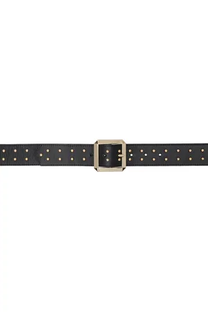 Ernest W. Baker Black Studded Large Buckle Belt