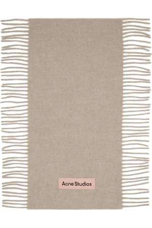 Acne Studios Beige Fringe Wool Scarf