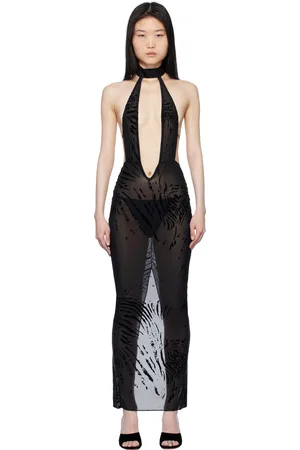Poster Girl Black Bare Zebra Print Maxi Dress