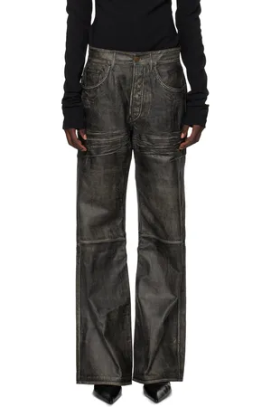 Acne Studios Black Faded Leather Pants