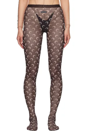 Marine Serre Brown Moon Printed Mesh Tights