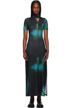 Y-3 Multicolor Fitted AOP Closure Maxi Dress
