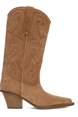 PARIS TEXAS Tan Jacinta Embroidered 60 Boots