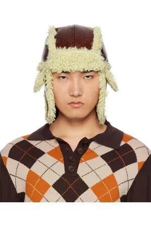 Anna Sui SSENSE Exclusive Brown Faux-Leather Aviator Hat