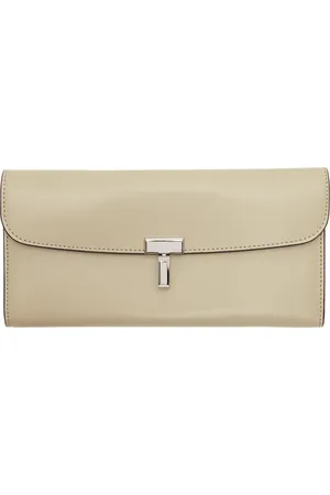 Totême Beige T-Lock Leather Wallet