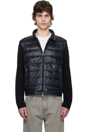 Moncler Navy Padded Wool Zip-Up Down Jacket