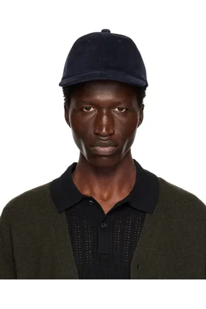 Beams Navy 6 Panel Regimental Strap Corduroy Cap
