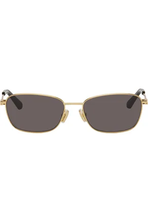 Bottega Veneta Gold Split Rectangular Sunglasses