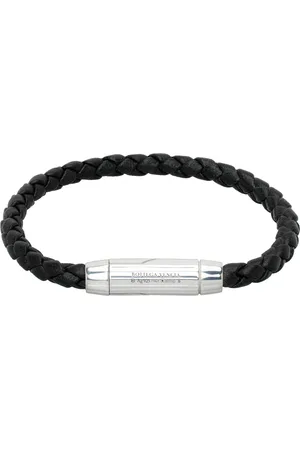 Bottega Veneta Black Braid Leather Bracelet