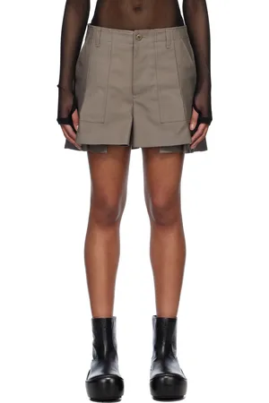 SACAI Taupe WTAPS Edition Cotton Back Satin Shorts
