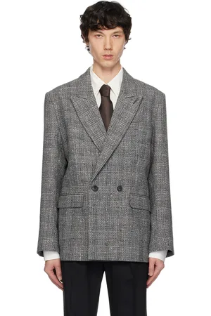 Ernest W. Baker Gray Check Double Breasted Blazer